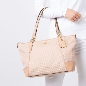 Coach Legacy Jacquard Ava Tote Milk Beechwood Bag